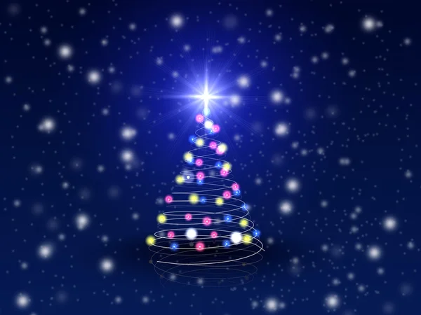 Christmas tree over blue — Stock Photo, Image