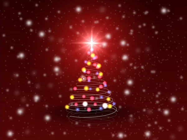 Vánoční strom nad červená — Stock fotografie