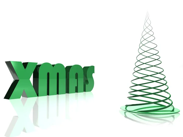 Abstrakt grön julgran över vita — Stockfoto