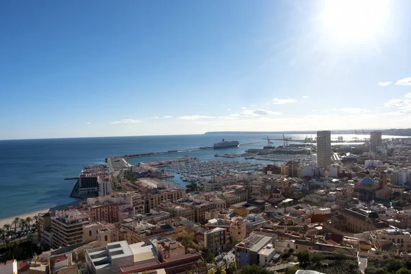 Panorama of harbor of Alicante city — Stock Photo, Image