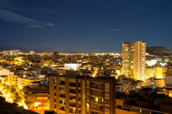 Panorama noturno cidade Alicante — Fotografia de Stock