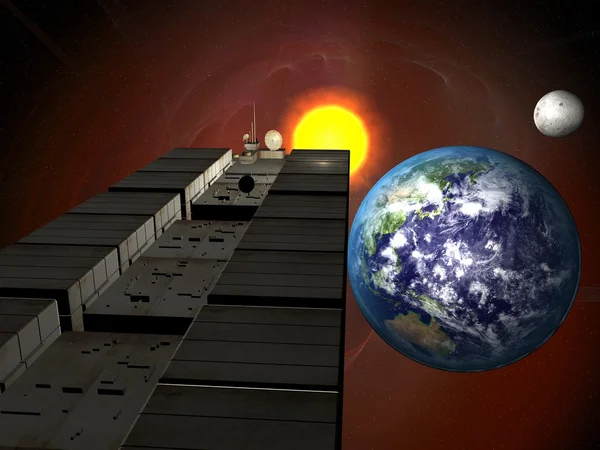 地球に太陽システムで出荷するガベージ — ストック写真