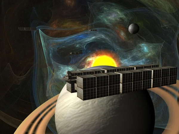 Sopor fartyget i sun-system över Saturnus — Stockfoto