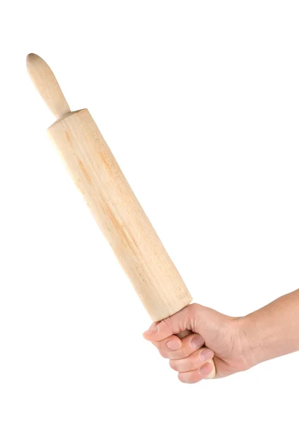 Rolling pin in a human hand — Stock Photo, Image