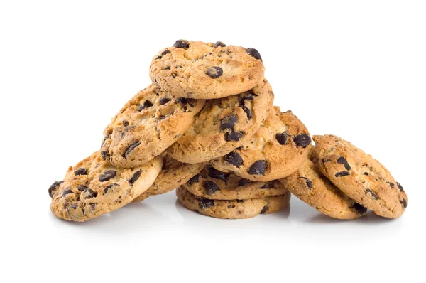 Stack of chocolate chip cookies isolated — Stock Photo, Image