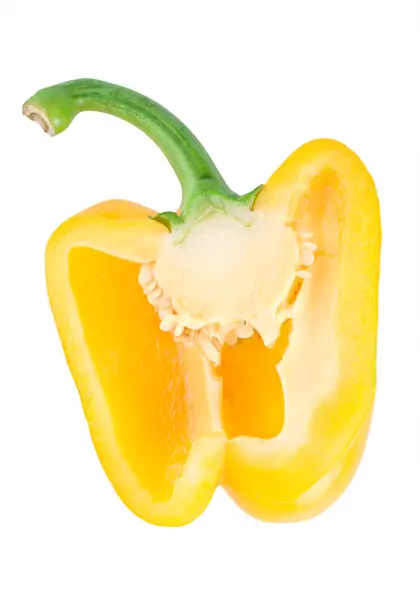 Κοπή η κίτρινη πιπεριά απομονωθεί — Φωτογραφία Αρχείου