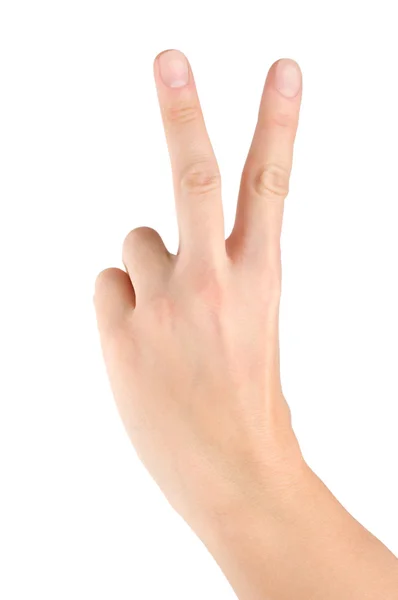 Hand simulating victory sign isolated — Stock Photo, Image