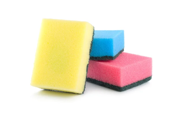 Three colored sponges isolated — Stock Photo, Image