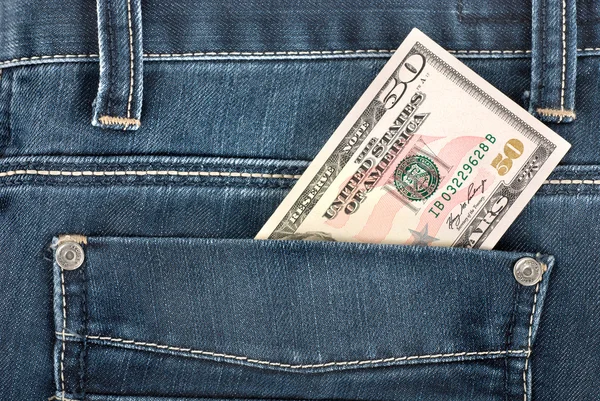 stock image Fifty dollar in pocket