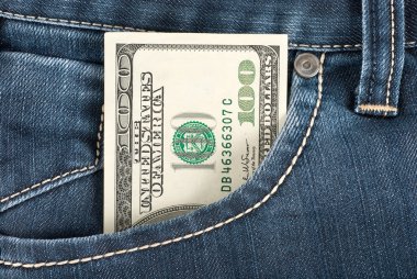 Dollar in front pocket clipart