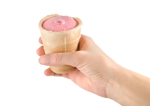 Crème glacée rose à la main — Photo