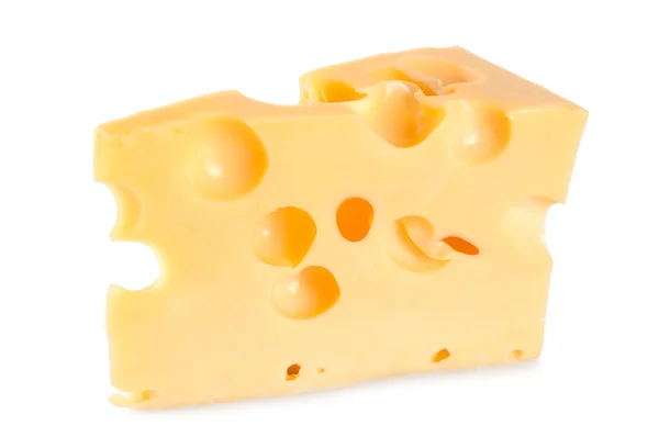 白い背景上に分離されて新鮮なオランダのチーズ — ストック写真