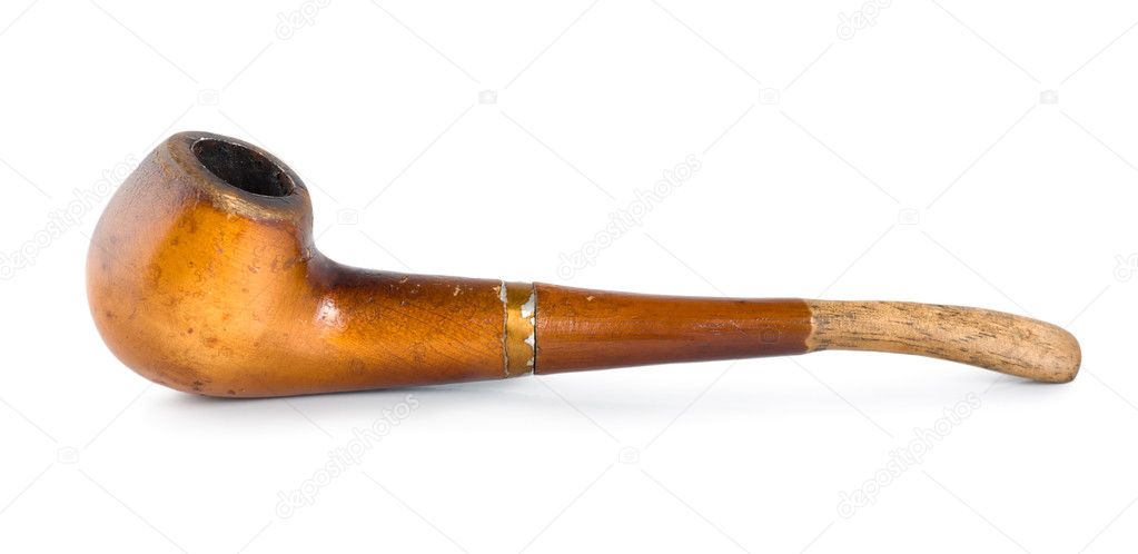 The old smoking pipe isolated on white background