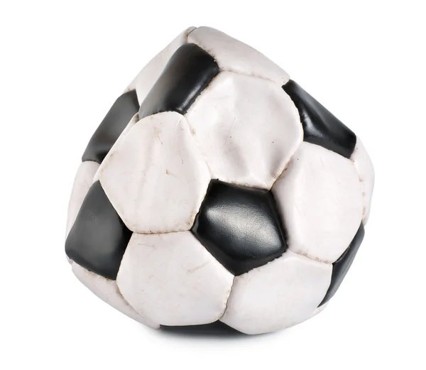 Bola Futebol Deflacionada Isolada Fundo Branco — Fotografia de Stock