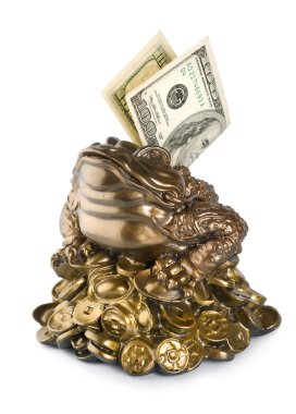 Moneybox frog isolated on a white background clipart
