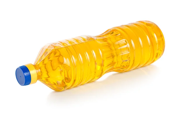 Olej w butelce z tworzywa sztucznego — Zdjęcie stockowe