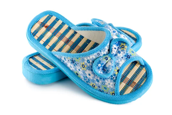 Pantofola Blu Isolata Sfondo Bianco — Foto Stock