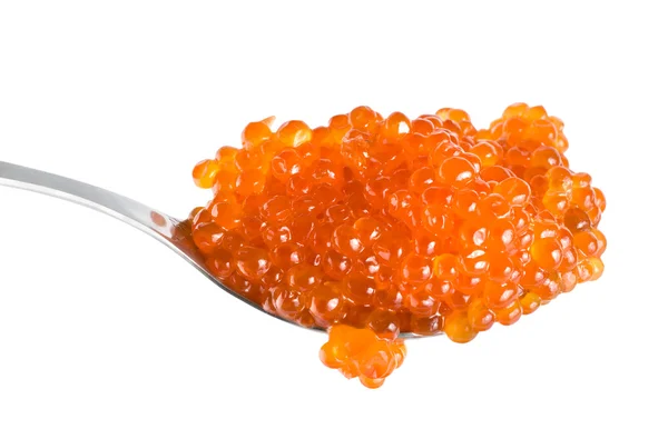 Caviar rojo en cuchara — Foto de Stock