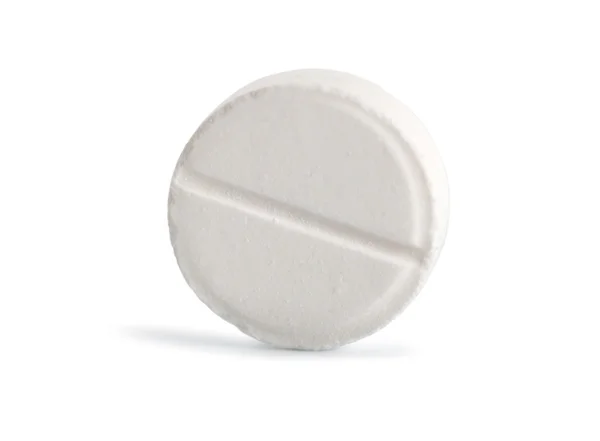 Beyaz Bir Arka Plan Üzerinde Yol Izole Tablet Aspirin — Stok fotoğraf