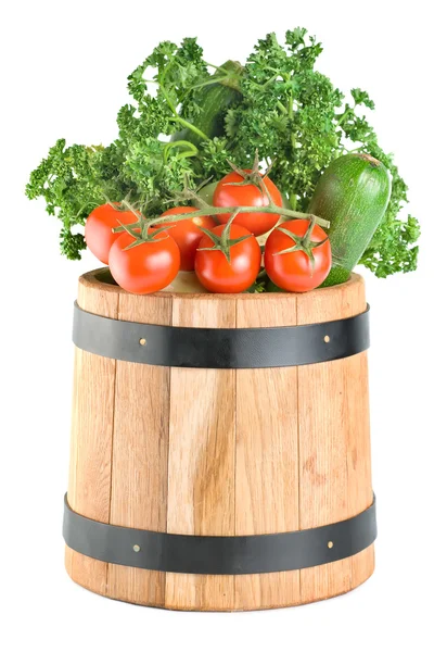 Barrel with vegetables — Stock Photo, Image