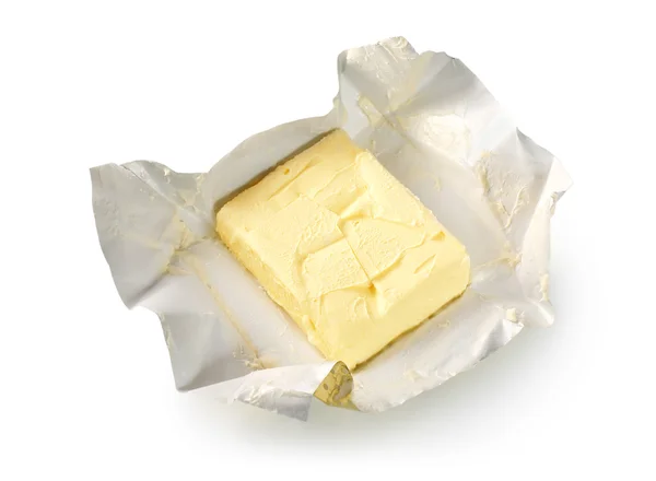 Masło na białym tle (ścieżka) — Zdjęcie stockowe