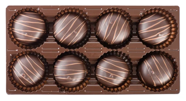 Biscoitos de chocolate em pacote isolado — Fotografia de Stock