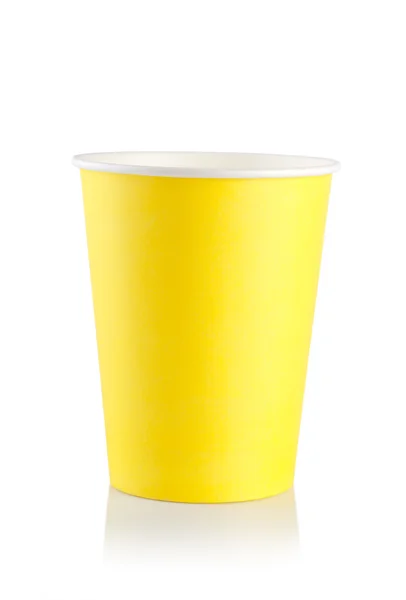 Жовтий чашки одноразові — стокове фото
