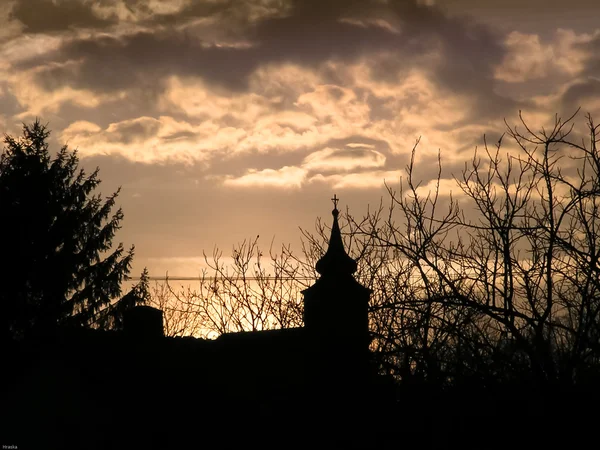 stock image Silhouette of the church