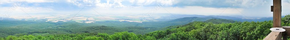 Panoramic view from the lookout tower on the countryside