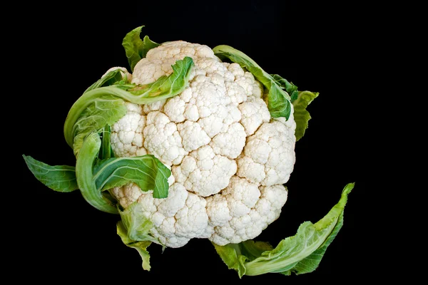 Cauliflower Green Leaves Isolated Black Background — Stock Photo, Image