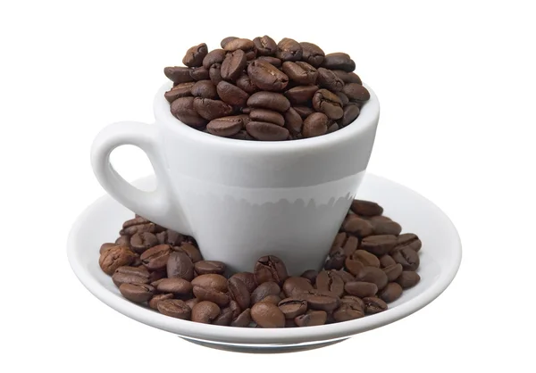 Kopp med kaffebönor — Stockfoto