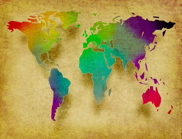 Mapa del mundo sobre papel viejo — Foto de Stock