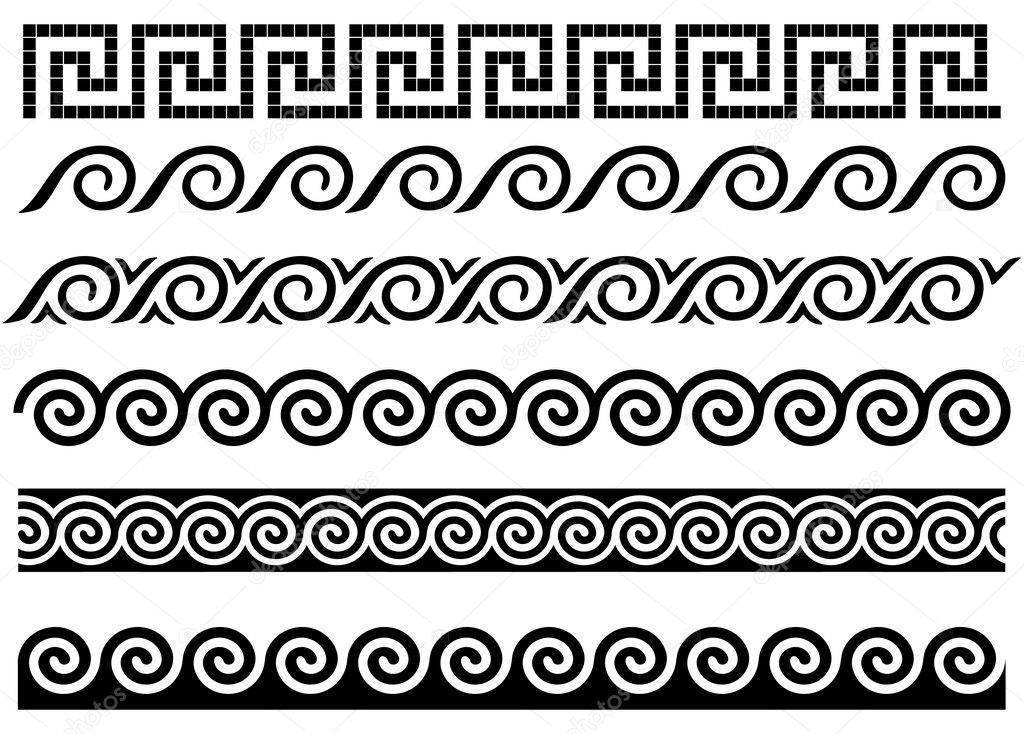 Meander and wave. Ancient Greek ornament.
