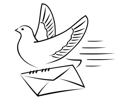 Carrier-pigeon with letter. clipart