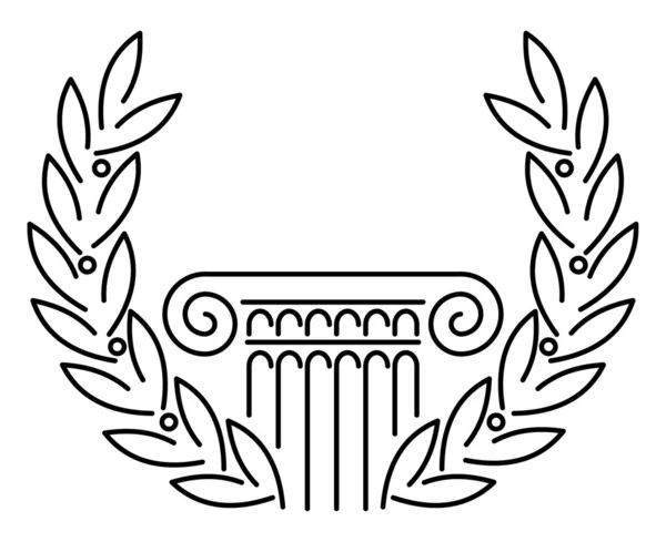 Columna griega antigua y Laurel — Vector de stock