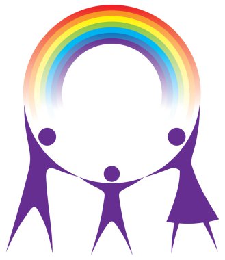 Happy family holding a rainbow in your hands. clipart