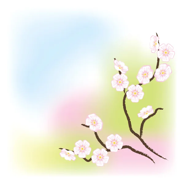 Ljus Bakgrund Med Blommande Gren Det Gamla Äppelträdet — Stock vektor