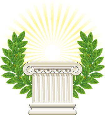 Antique Greek Column and green Laurel. clipart