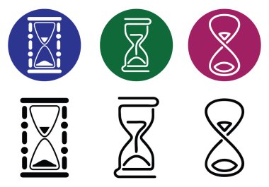 Hourglass. Vector silhouettes of different styles. clipart