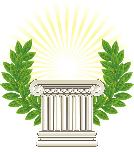 stock vector Antique Greek Column and green Laurel.