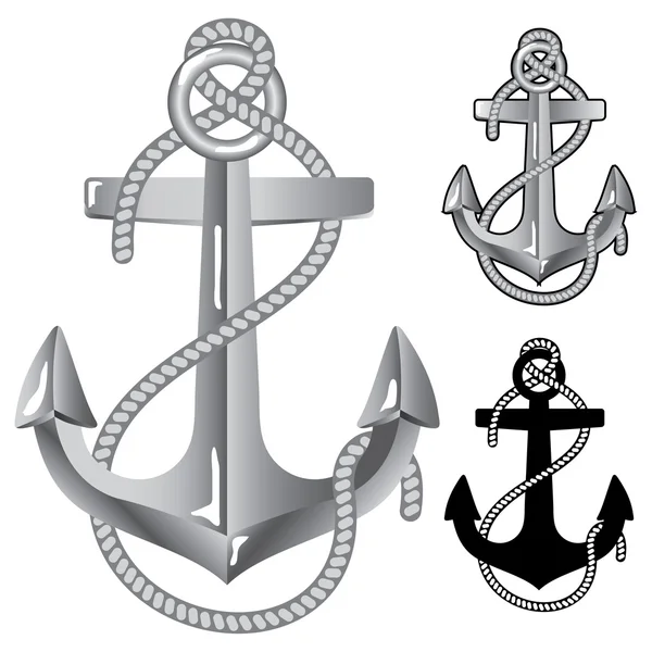 银色船锚 矢量格式的水手的象征 — 图库矢量图片