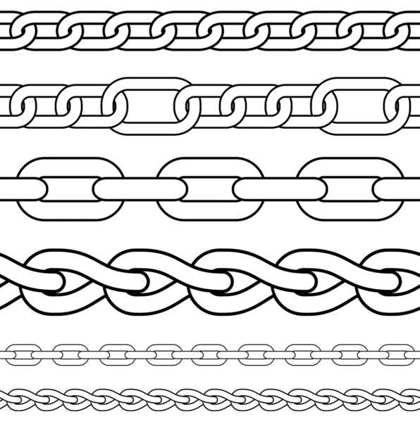 Chain. Set of seamless vector borders. — Stock Vector