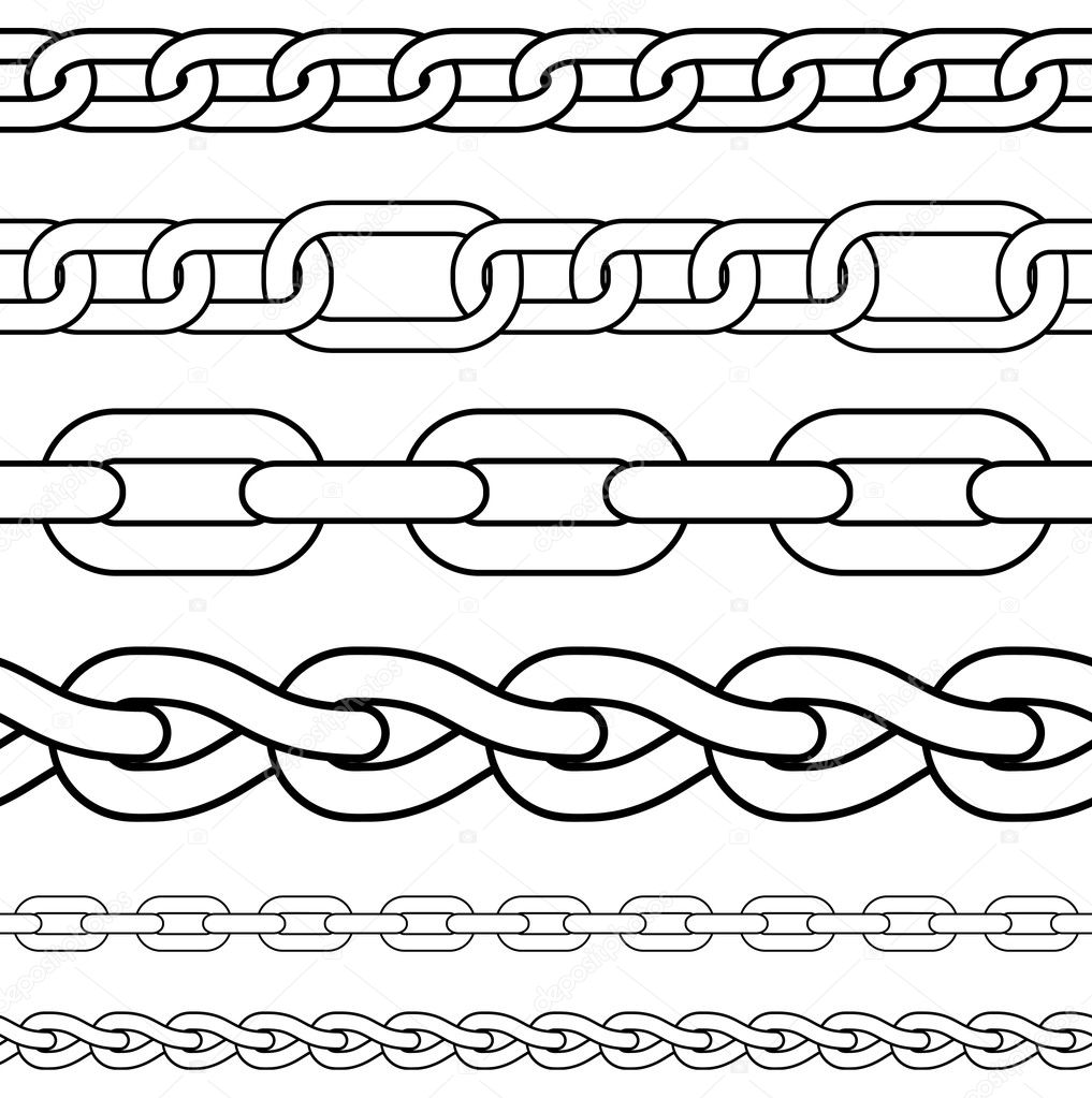 Chain. Set of seamless vector borders.