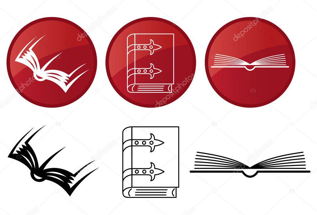 Books, vector icons set.