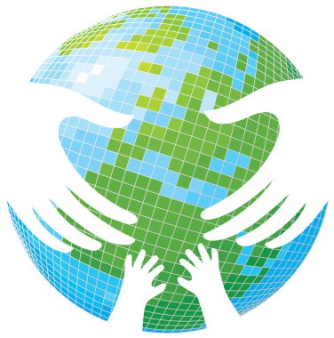 Earth. Hands of parents and children. clipart