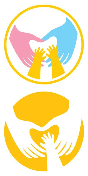 男性、女性と子供の手ハート シェイプを作成. — ストックベクタ
