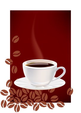 Cup of coffee and dark abstract background. clipart