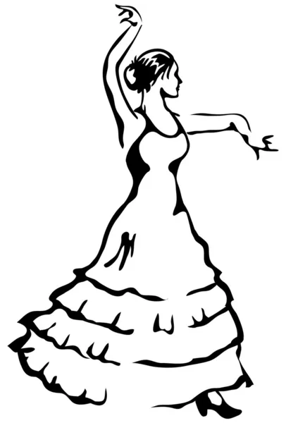 Dançarina de flamenco. Ilustração vetorial . — Vetor de Stock