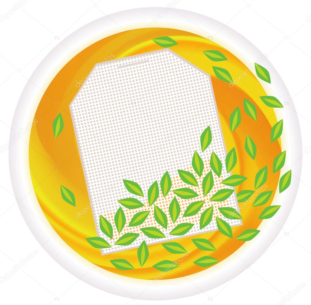 Tea bag and a cup. Vector Illustration.
