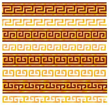 Golden seamless meanders. Ancient Greek ornaments. clipart